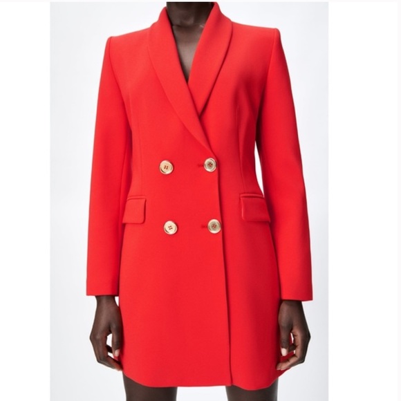 Zara Double Breasted Long Blazer Red Bloggers Favorite - Picture 6 of 15